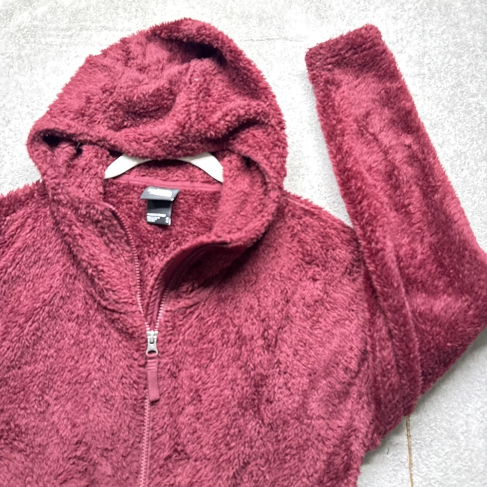 The North Face Women's Burgundy Furry Fleece Full Zip Hoodie Jacket Medium